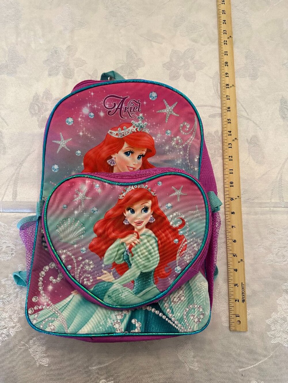 NWT Disney Little Mermaid Ariel Pink Backpack Heart Pocket Girls